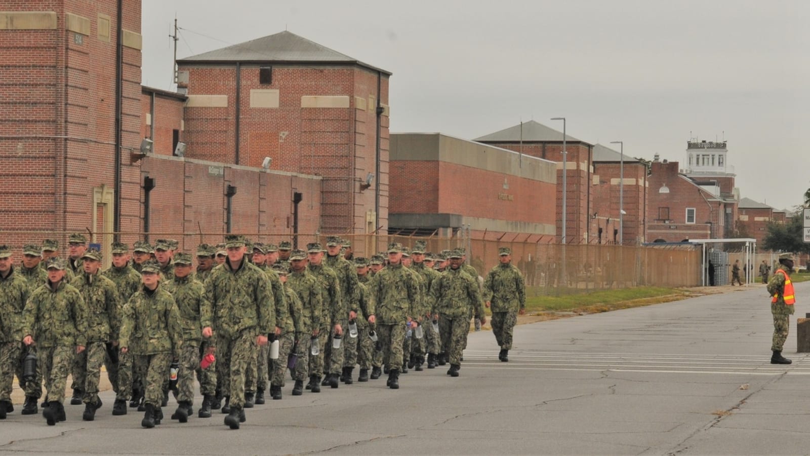 Information warfare students marching at NTTC Corry Station, Pensacola