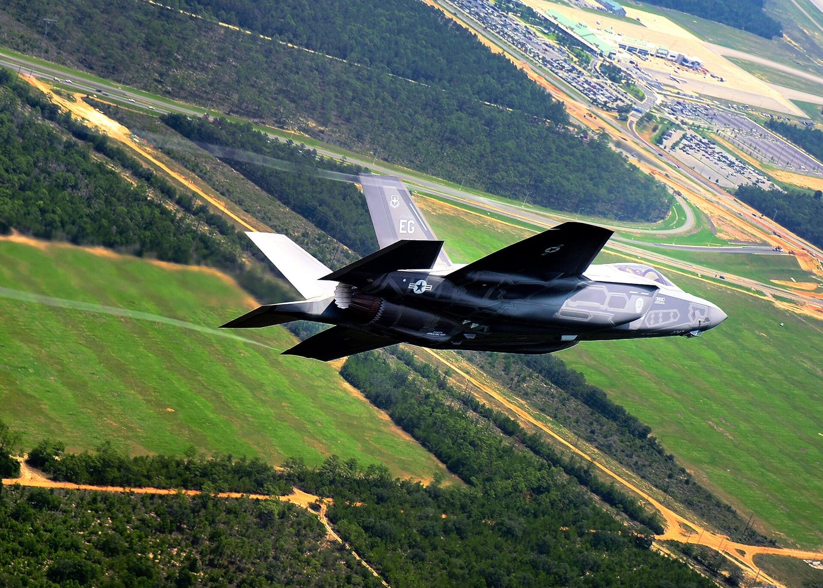 F-35 Lightning II flying over the Eglin Air Force Base range in Florida
